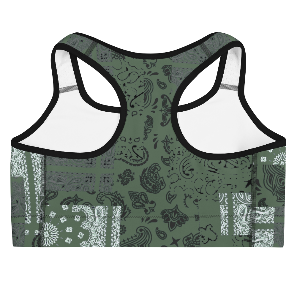 ROYAL ICONIC | Patchwork Bandana Flag Sports Bra Martini Olive