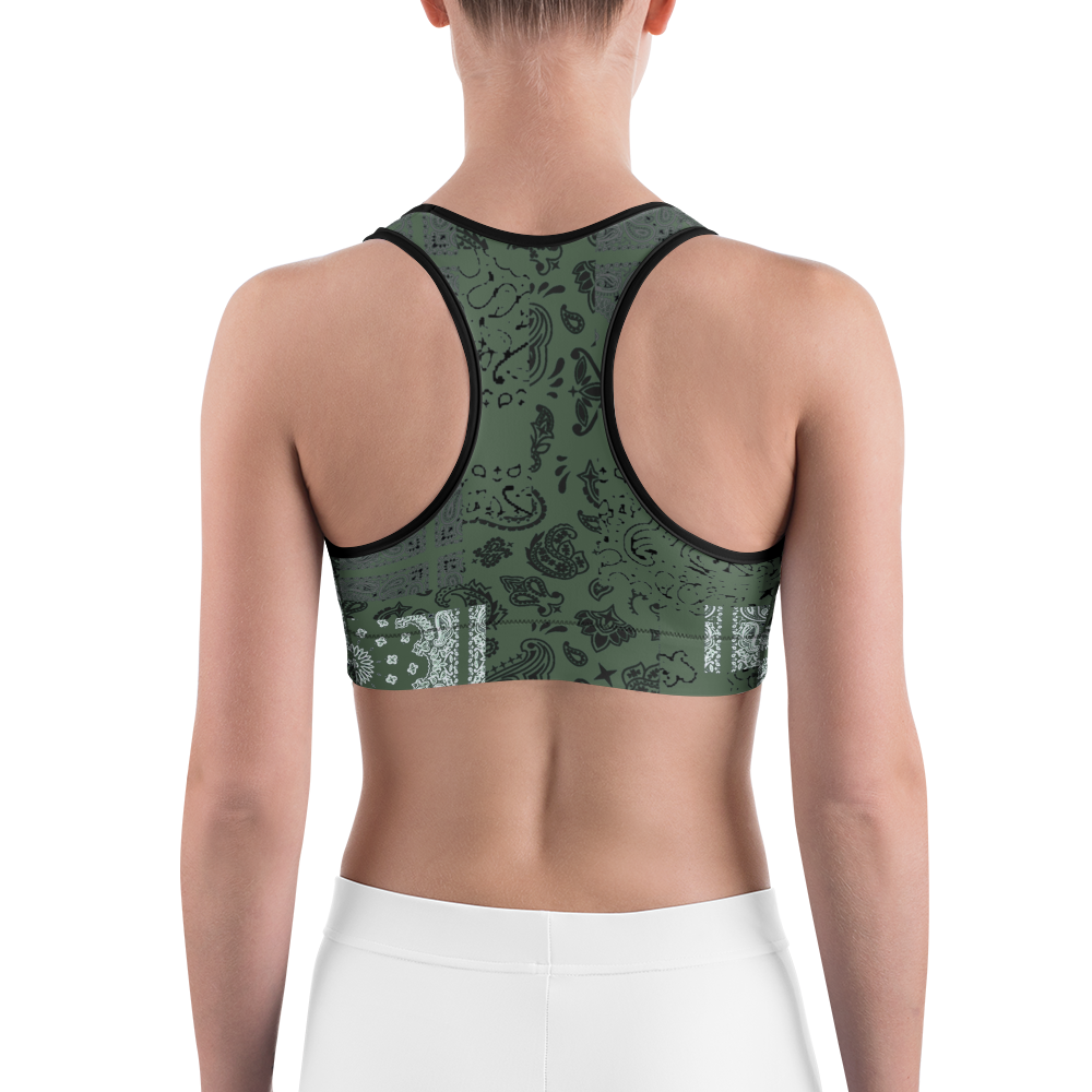 ROYAL ICONIC | Patchwork Bandana Flag Sports Bra Martini Olive