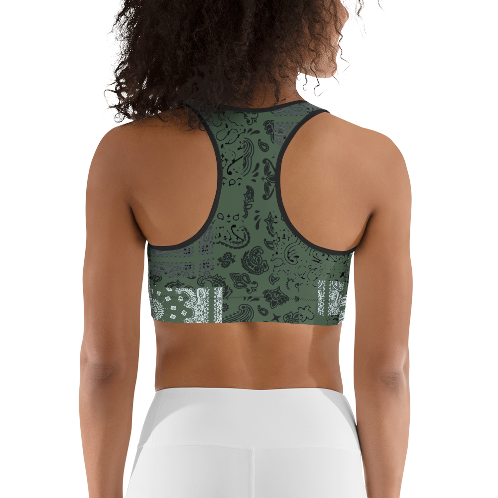 ROYAL ICONIC | Patchwork Bandana Flag Sports Bra Martini Olive