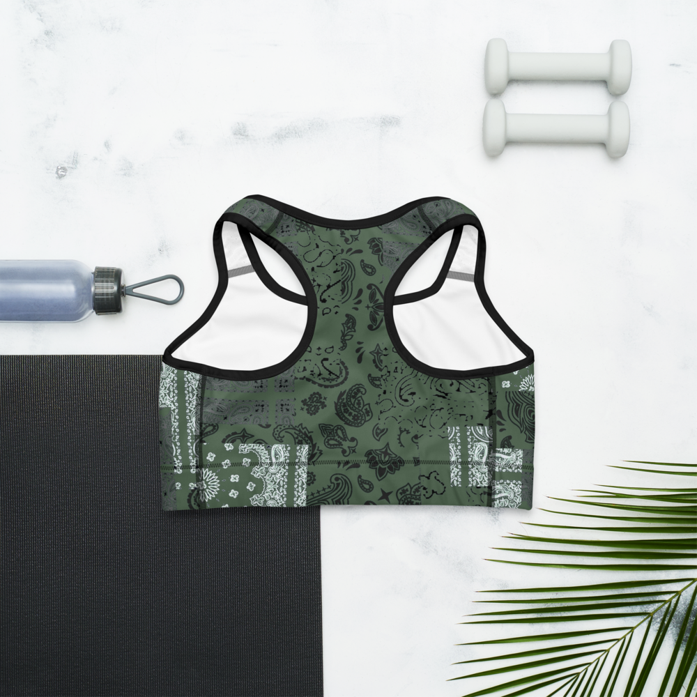 ROYAL ICONIC | Patchwork Bandana Flag Sports Bra Martini Olive