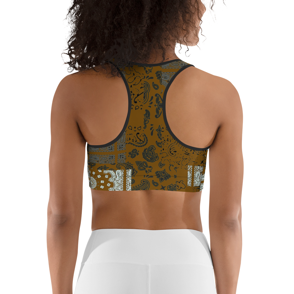 ROYAL ICONIC | Patchwork Bandana Flag Sports Bra Honey Mustard Gold