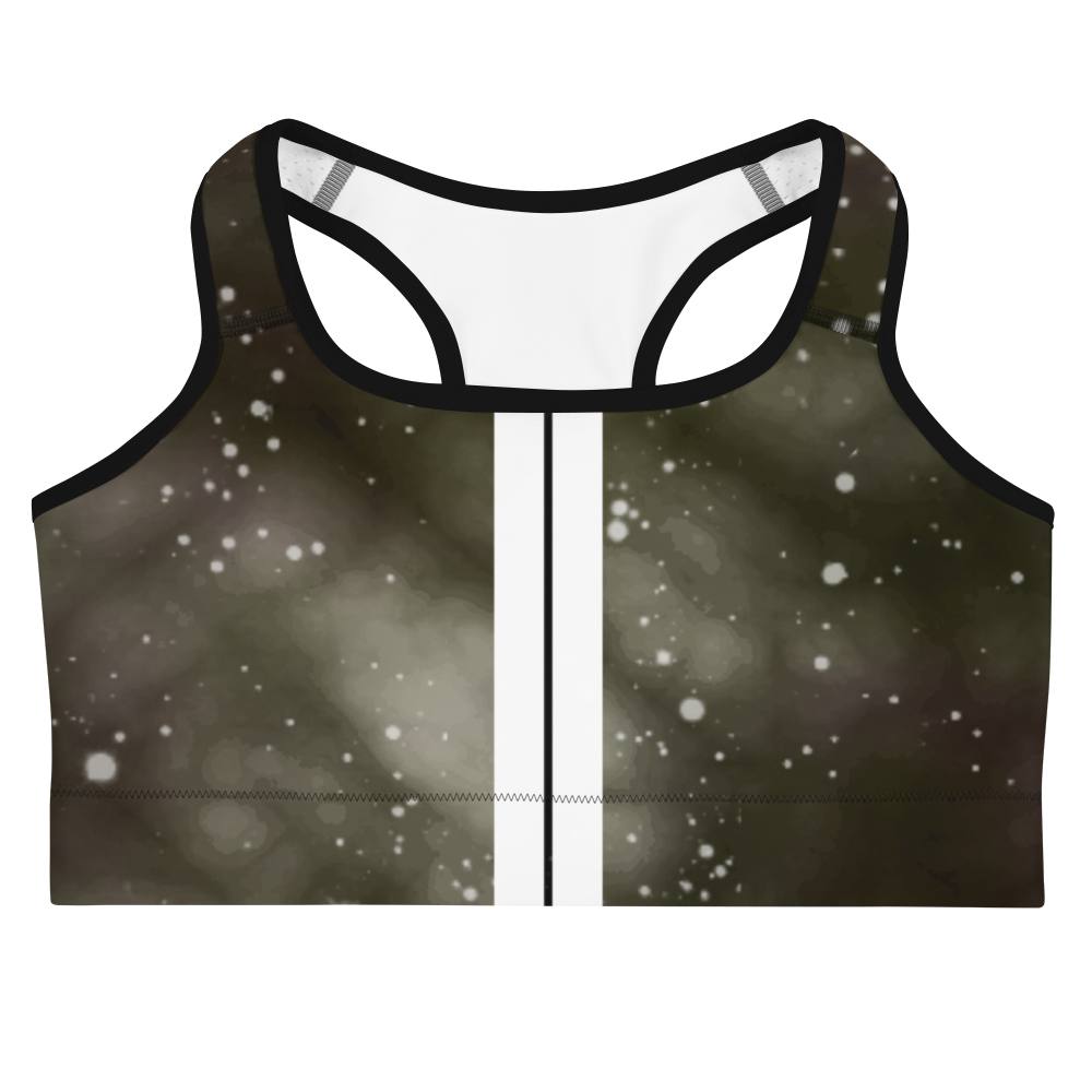 ROYAL ICONIC | Acid Wash Bleach Dye Galaxy Tie Dye Sports Bra Front Facing Malibu Stripe Ether Cloud Black N' Wh Wash