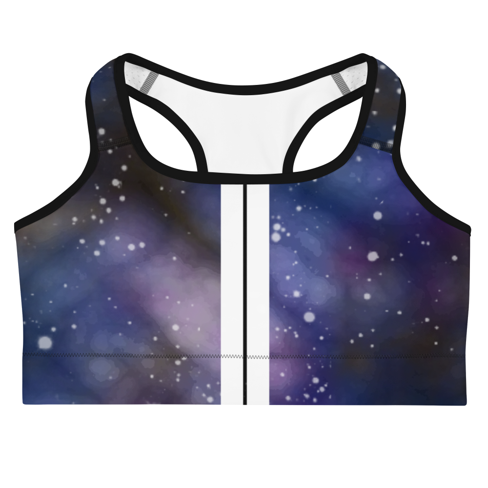 ROYAL ICONIC | Acid Wash Bleach Dye Galaxy Tie Dye Sports Bra Front Facing Malibu Stripe Ether Cloud Royal Blue Purple N' Wh Wash
