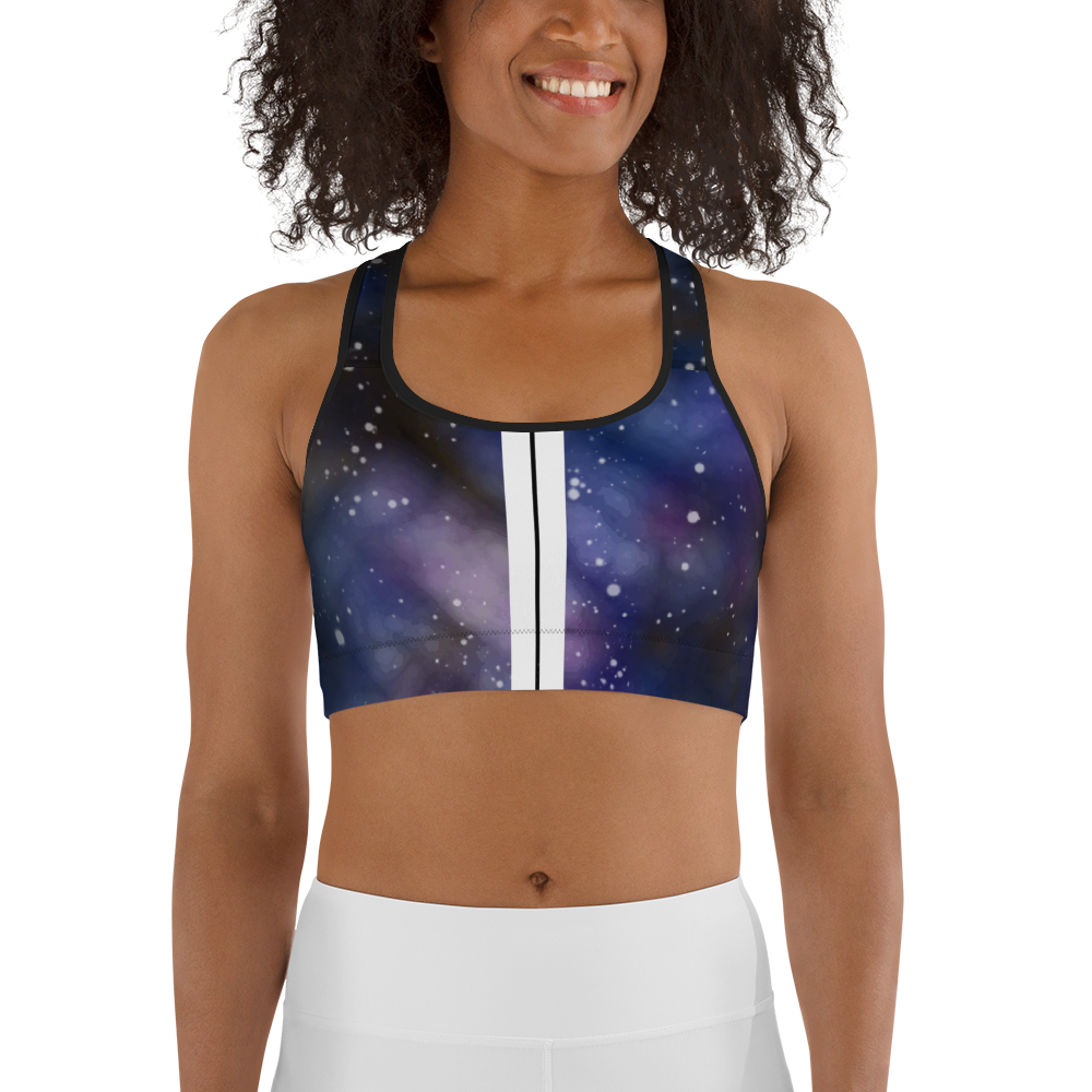 ROYAL ICONIC | Acid Wash Bleach Dye Galaxy Tie Dye Sports Bra Front Facing Malibu Stripe Ether Cloud Royal Blue Purple N' Wh Wash