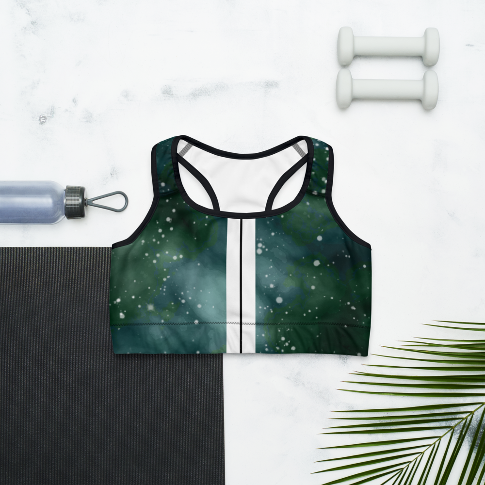 ROYAL ICONIC | Acid Wash Bleach Dye Galaxy Tie Dye Sports Bra Front Facing Malibu Stripe Ether Cloud Forest Green Mad Money Wash