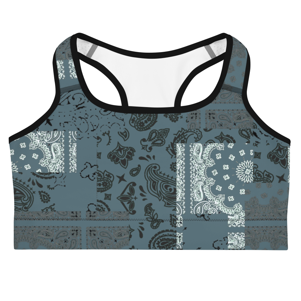 ROYAL ICONIC | Patchwork Bandana Flag Sports Bra Cool Metal Blue