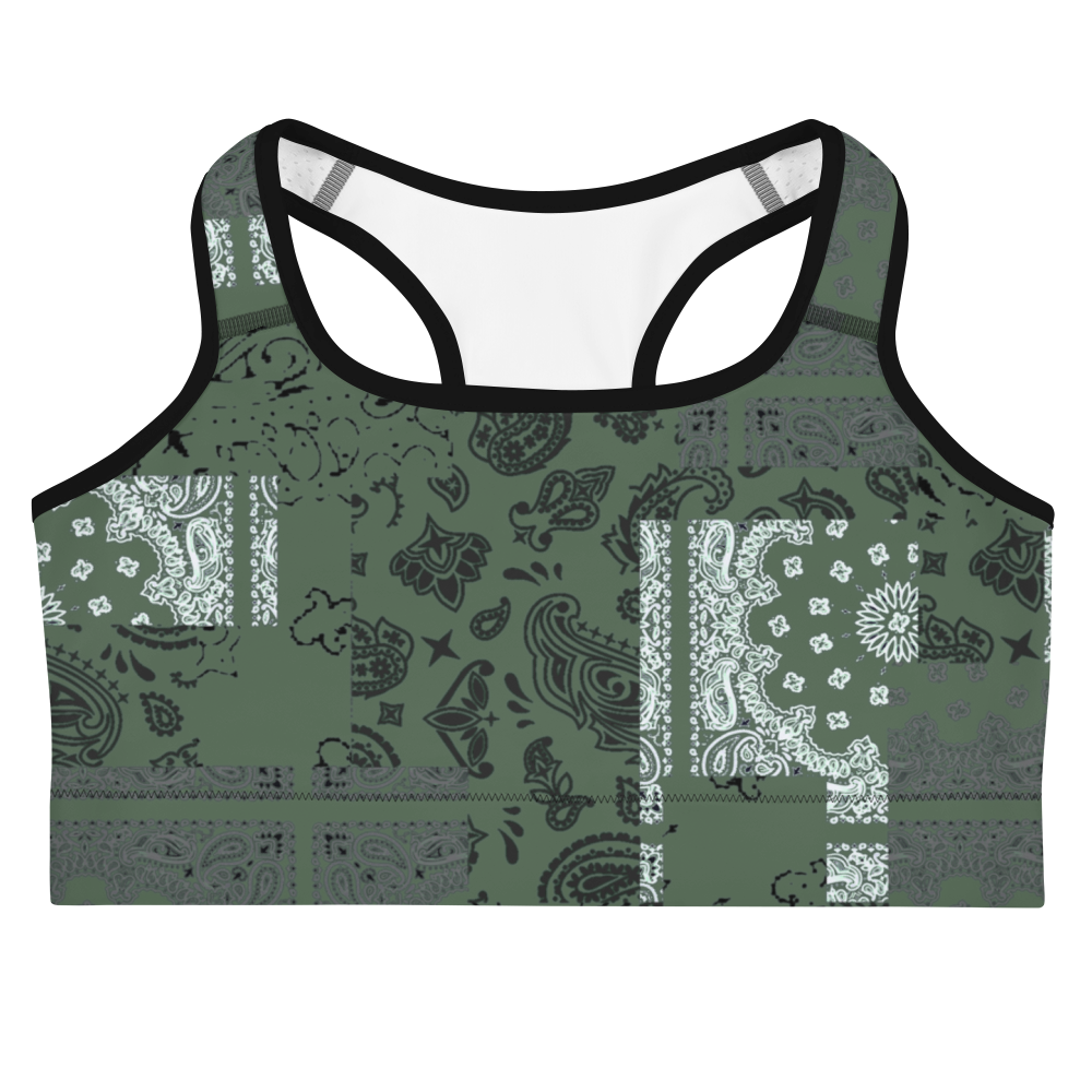 ROYAL ICONIC | Patchwork Bandana Flag Sports Bra Martini Olive