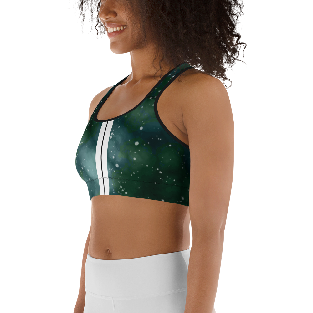 ROYAL ICONIC | Acid Wash Bleach Dye Galaxy Tie Dye Sports Bra Front Facing Malibu Stripe Ether Cloud Forest Green Mad Money Wash