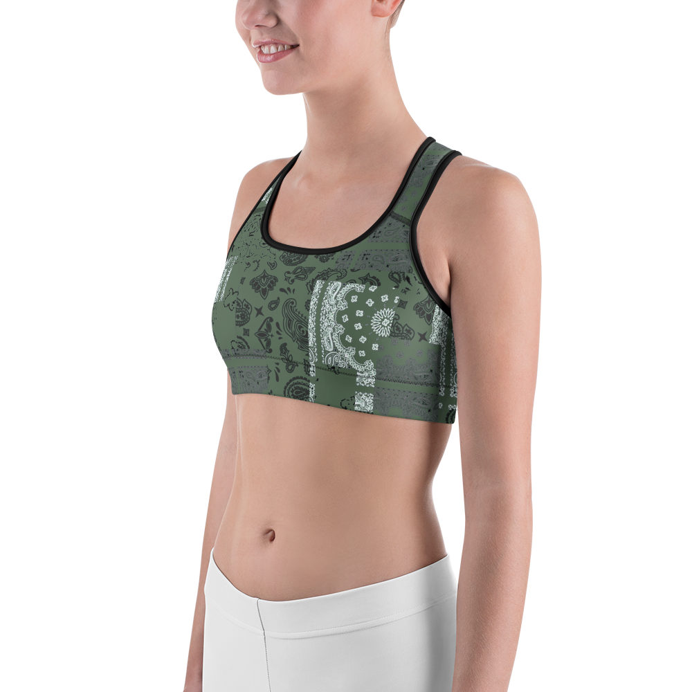 ROYAL ICONIC | Patchwork Bandana Flag Sports Bra Martini Olive