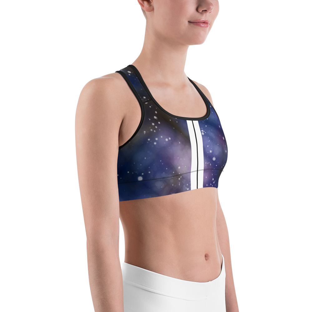 ROYAL ICONIC | Acid Wash Bleach Dye Galaxy Tie Dye Sports Bra Front Facing Malibu Stripe Ether Cloud Royal Blue Purple N' Wh Wash