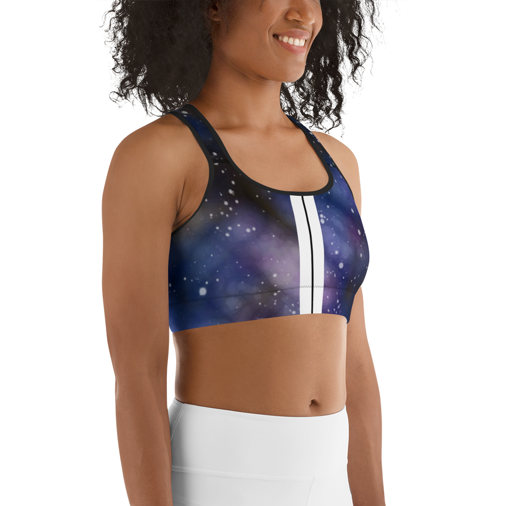 ROYAL ICONIC | Acid Wash Bleach Dye Galaxy Tie Dye Sports Bra Front Facing Malibu Stripe Ether Cloud Royal Blue Purple N' Wh Wash