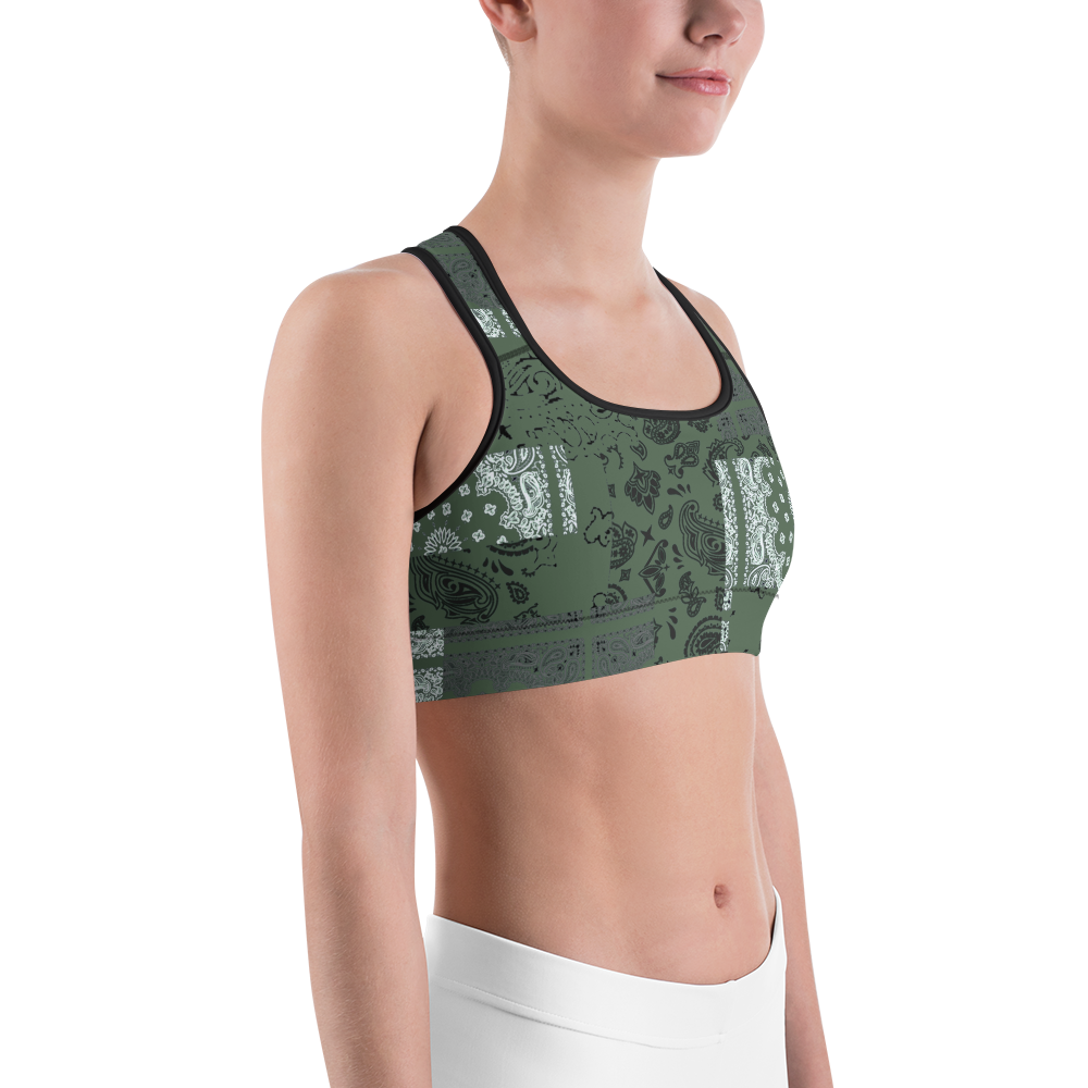 ROYAL ICONIC | Patchwork Bandana Flag Sports Bra Martini Olive