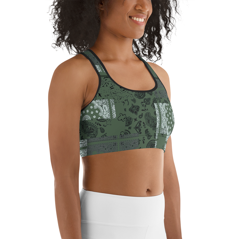 ROYAL ICONIC | Patchwork Bandana Flag Sports Bra Martini Olive