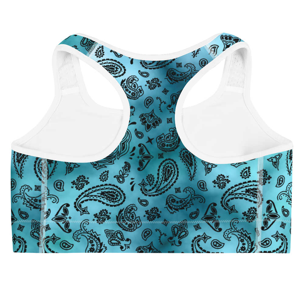 ROYAL ICONIC | OG Candy Bandana Tie Dye Paisley Cloud Dye Sports Bra Sky Blue
