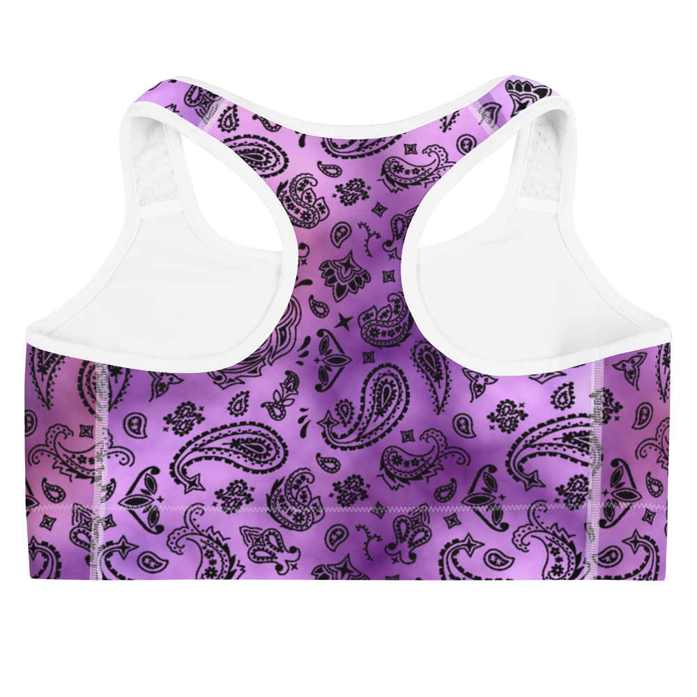 ROYAL ICONIC | OG Candy Bandana Tie Dye Paisley Cloud Dye Sports Bra Purple Haze