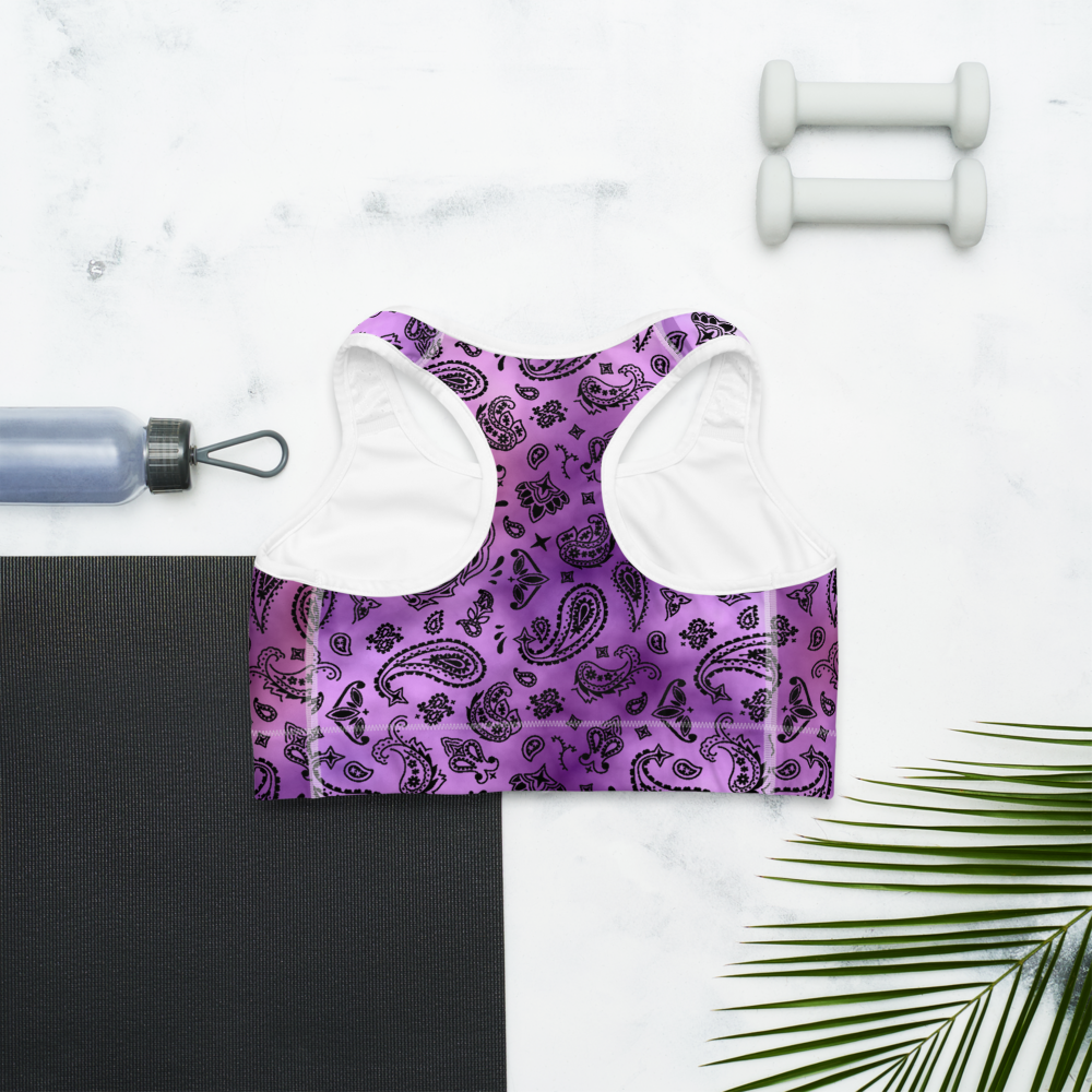 ROYAL ICONIC | OG Candy Bandana Tie Dye Paisley Cloud Dye Sports Bra Purple Haze
