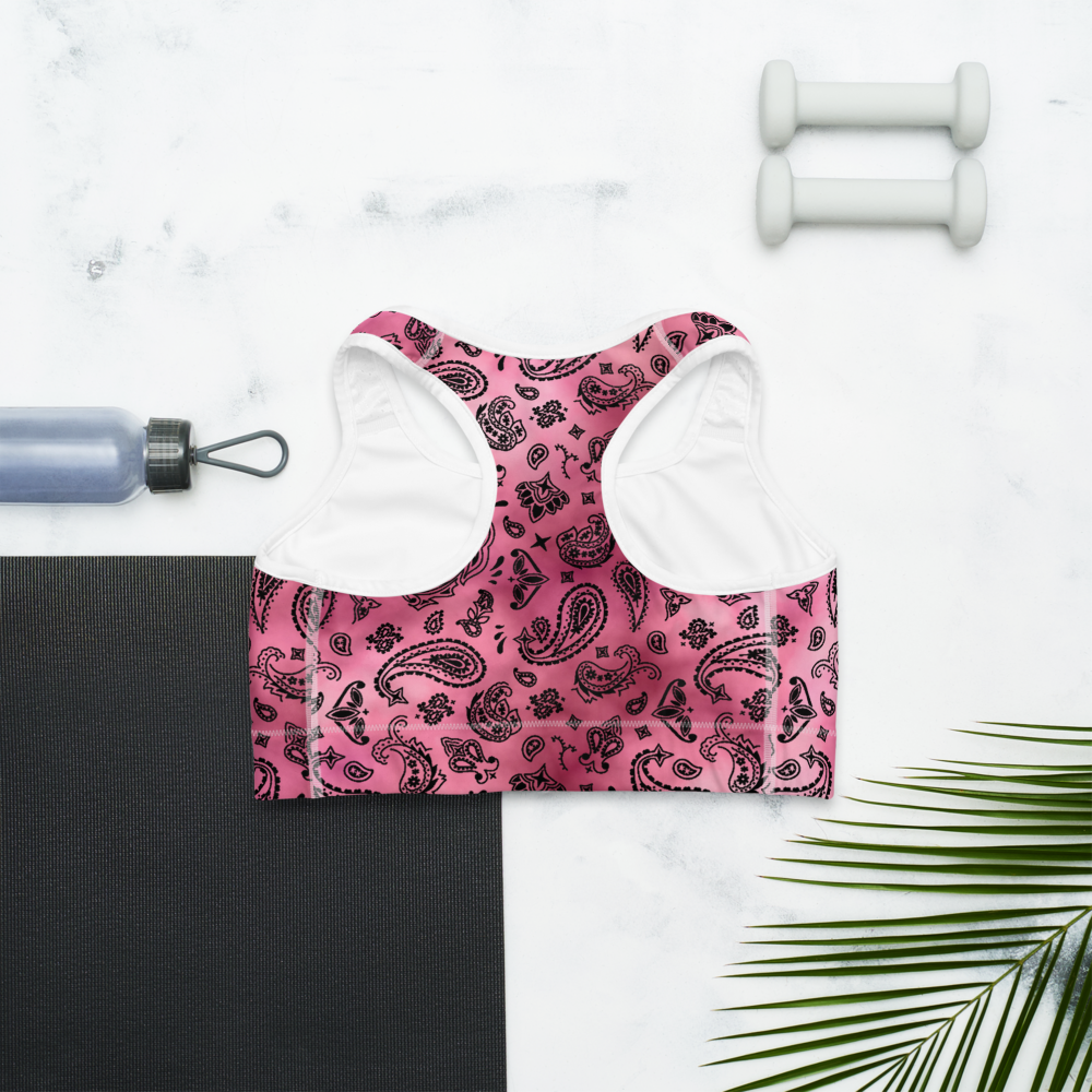 ROYAL ICONIC | OG Candy Bandana Tie Dye Paisley Cloud Dye Sports Bra Millennial Pretty In Pink