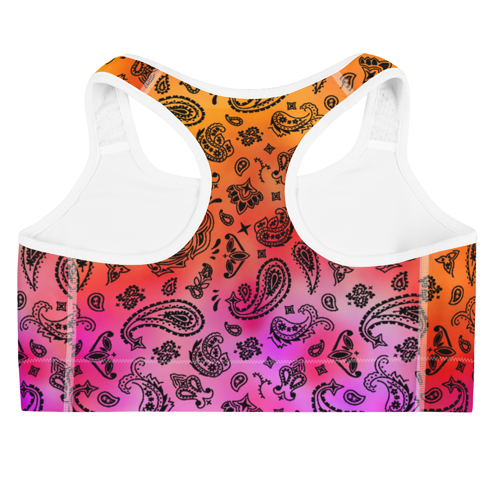 ROYAL ICONIC | OG Candy Bandana Tie Dye Paisley Cloud Dye Sports Bra Sunset Tan Sands