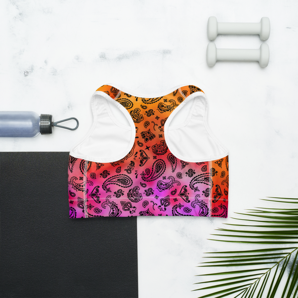 ROYAL ICONIC | OG Candy Bandana Tie Dye Paisley Cloud Dye Sports Bra Sunset Tan Sands