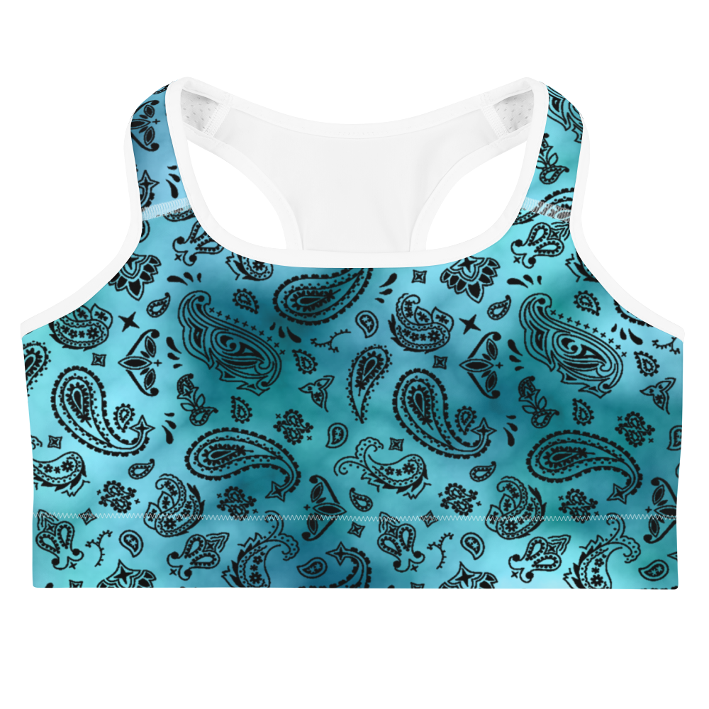 ROYAL ICONIC | OG Candy Bandana Tie Dye Paisley Cloud Dye Sports Bra Sky Blue