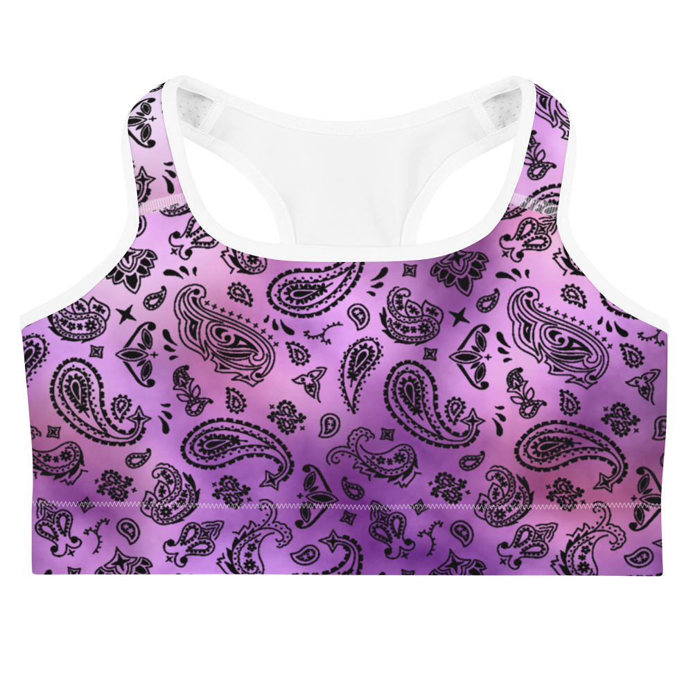 ROYAL ICONIC | OG Candy Bandana Tie Dye Paisley Cloud Dye Sports Bra Purple Haze