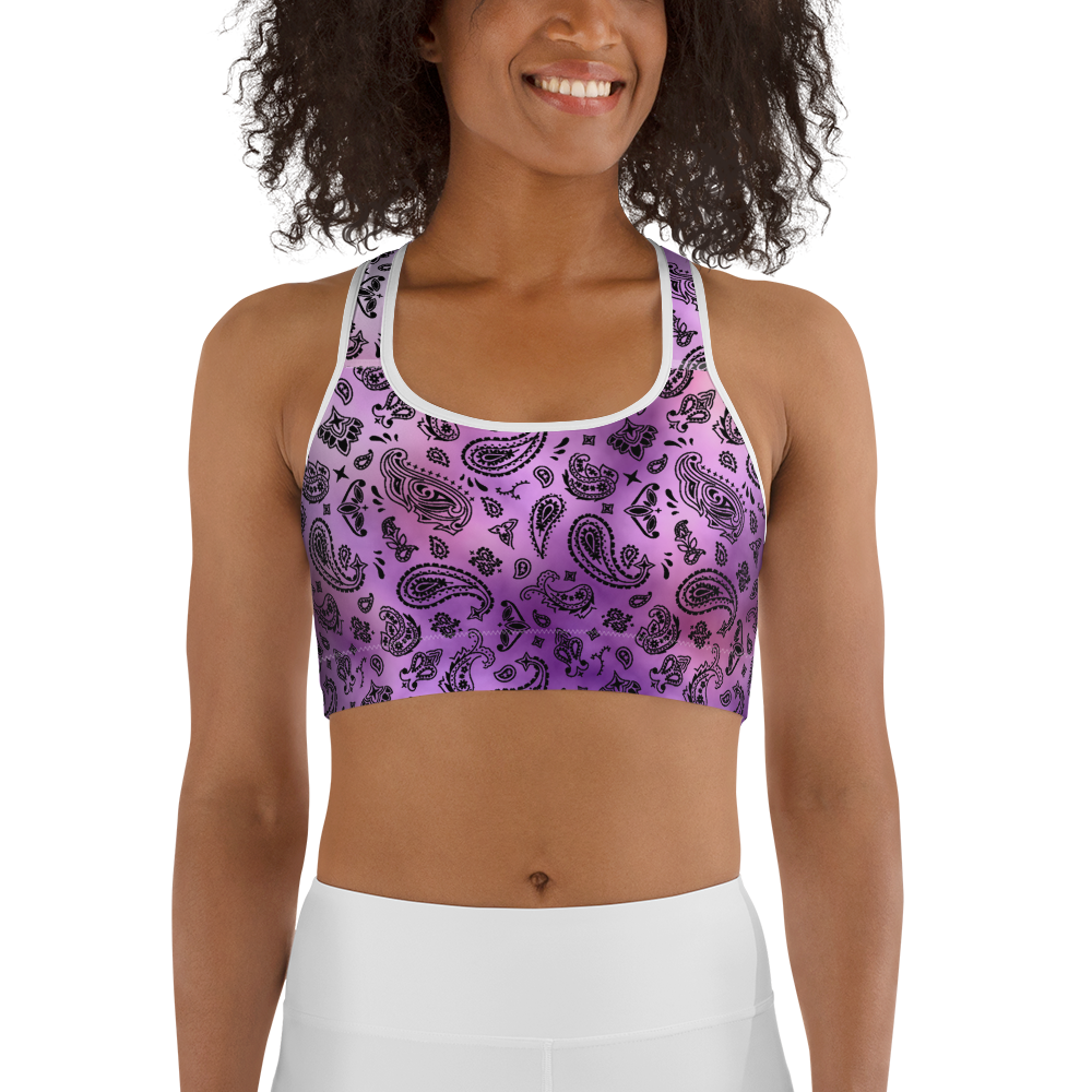ROYAL ICONIC | OG Candy Bandana Tie Dye Paisley Cloud Dye Sports Bra Purple Haze