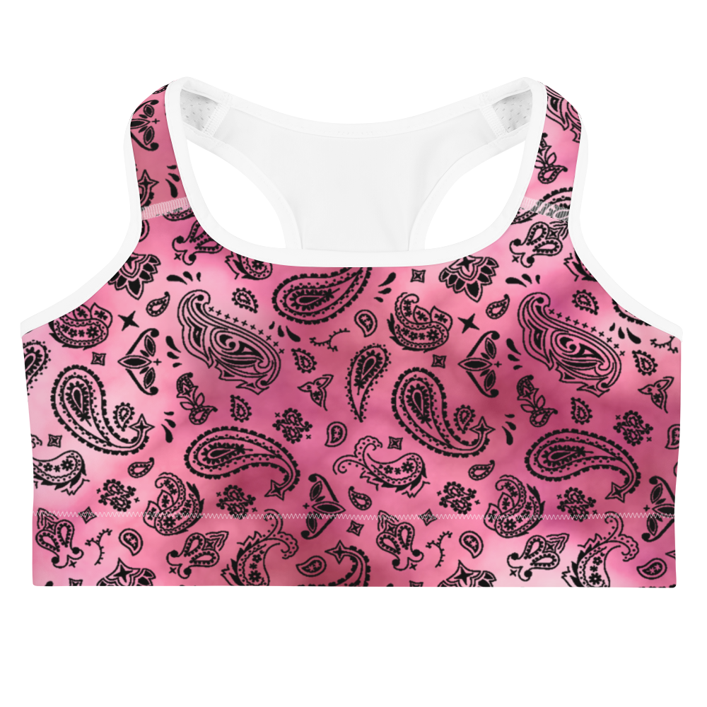 ROYAL ICONIC | OG Candy Bandana Tie Dye Paisley Cloud Dye Sports Bra Millennial Pretty In Pink