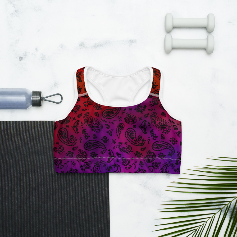 ROYAL ICONIC | OG Candy Bandana Tie Dye Paisley Cloud Dye Sports Bra Brazy Cherry Cola