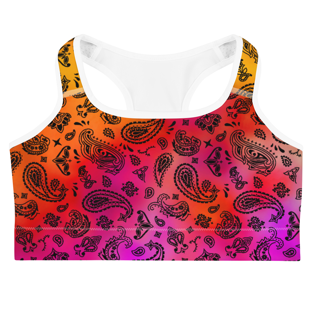 ROYAL ICONIC | OG Candy Bandana Tie Dye Paisley Cloud Dye Sports Bra Sunset Tan Sands