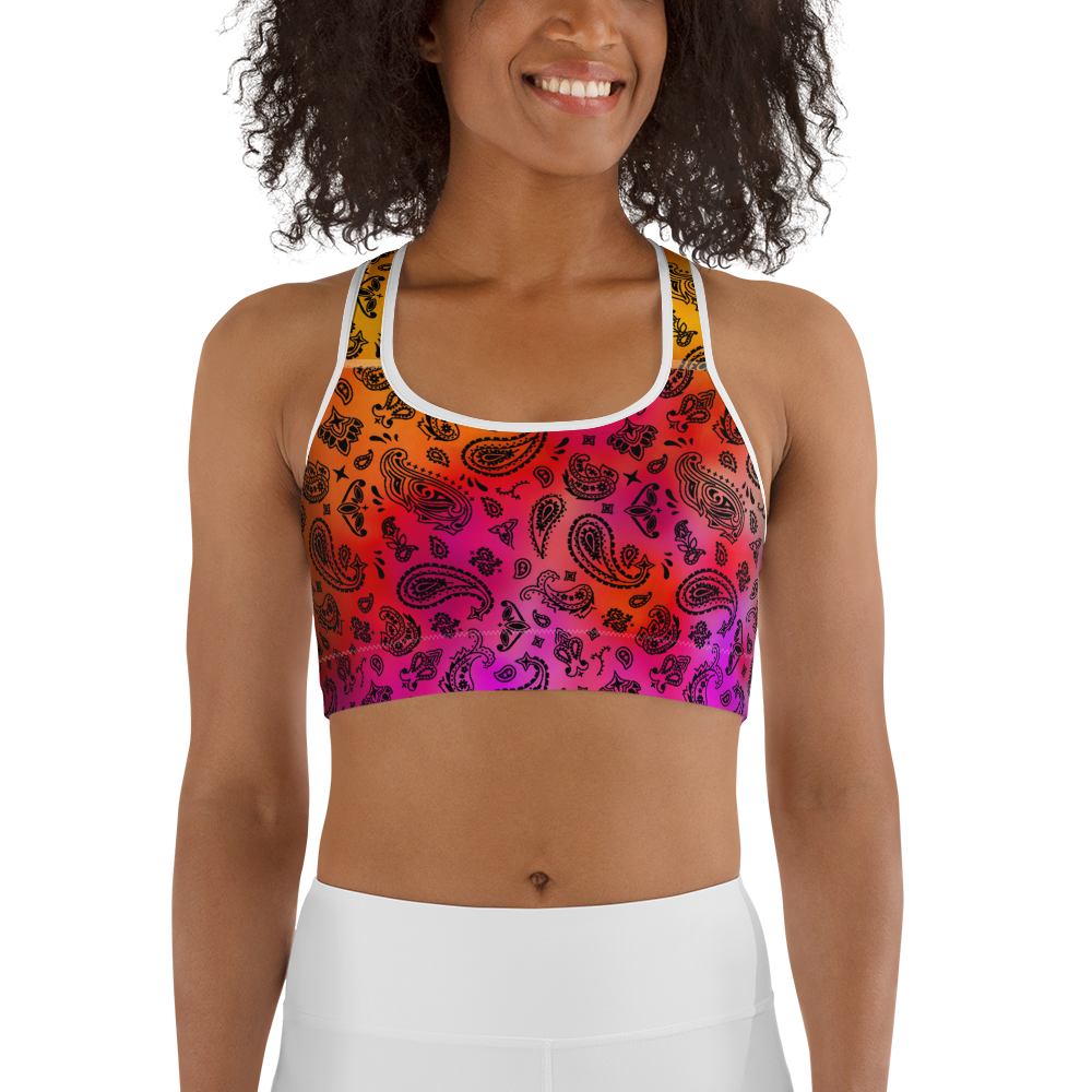 ROYAL ICONIC | OG Candy Bandana Tie Dye Paisley Cloud Dye Sports Bra Sunset Tan Sands