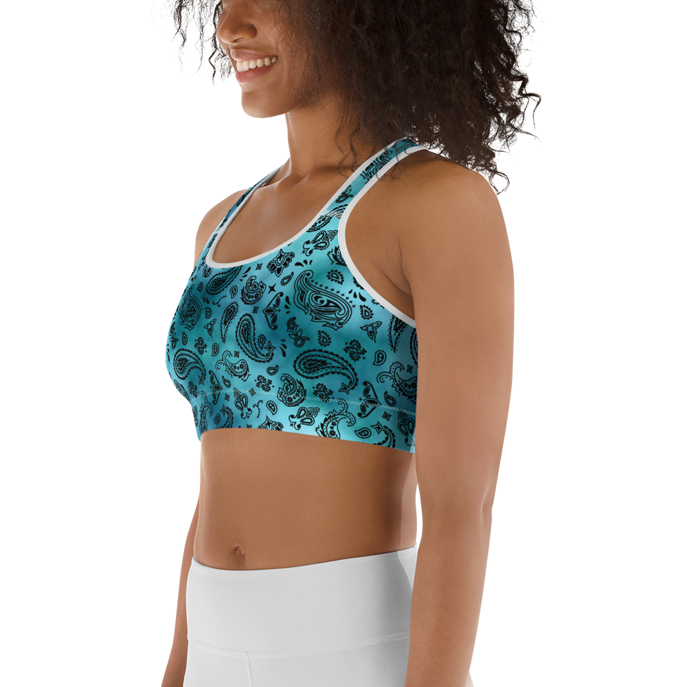 ROYAL ICONIC | OG Candy Bandana Tie Dye Paisley Cloud Dye Sports Bra Sky Blue