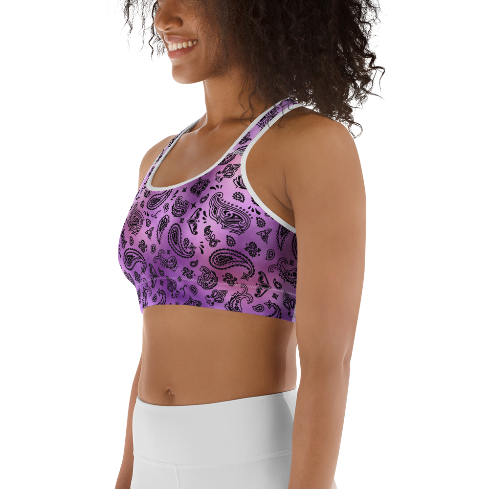 ROYAL ICONIC | OG Candy Bandana Tie Dye Paisley Cloud Dye Sports Bra Purple Haze