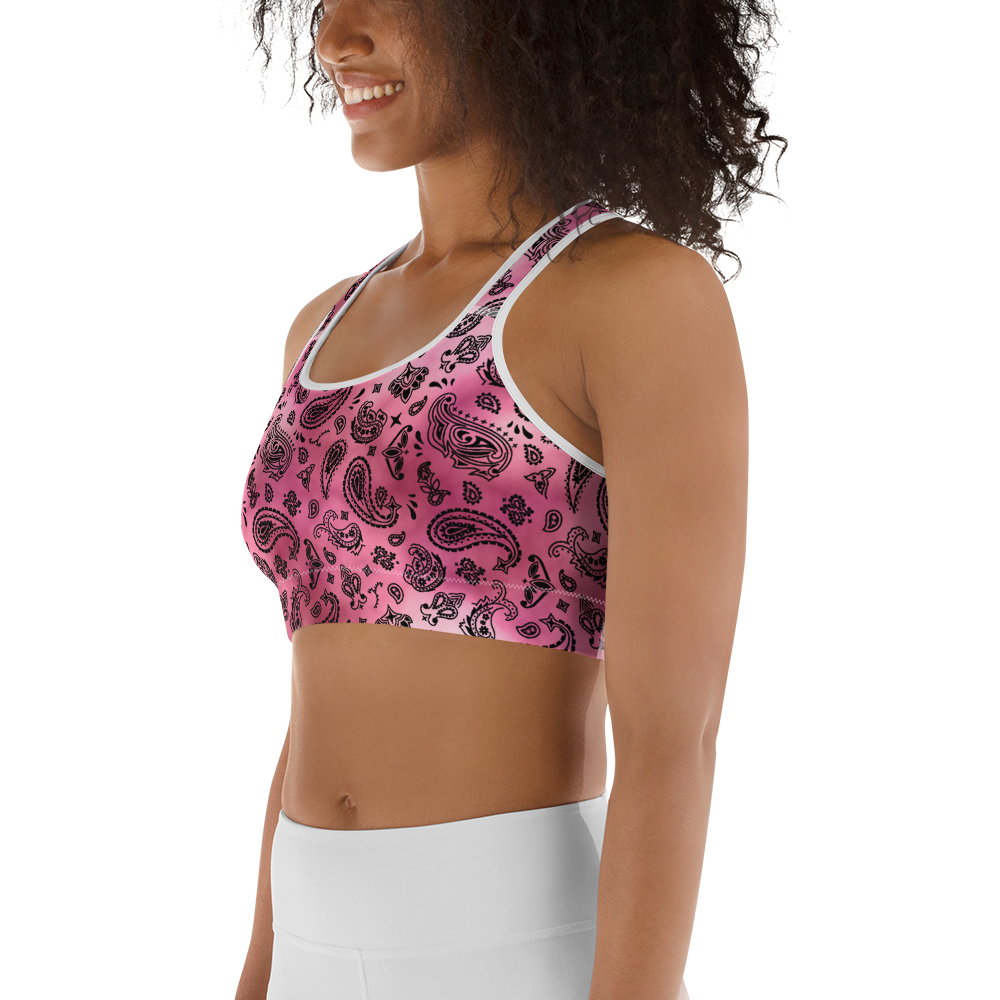 ROYAL ICONIC | OG Candy Bandana Tie Dye Paisley Cloud Dye Sports Bra Millennial Pretty In Pink