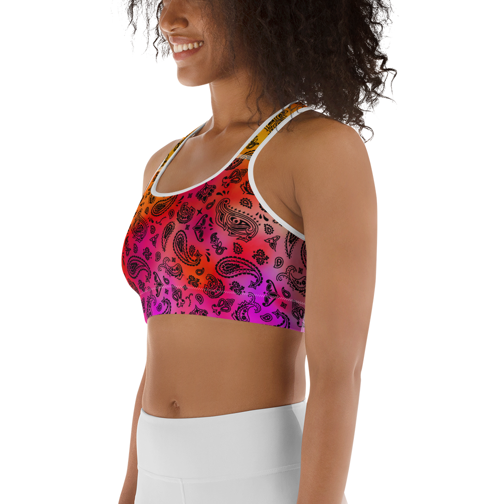 ROYAL ICONIC | OG Candy Bandana Tie Dye Paisley Cloud Dye Sports Bra Sunset Tan Sands