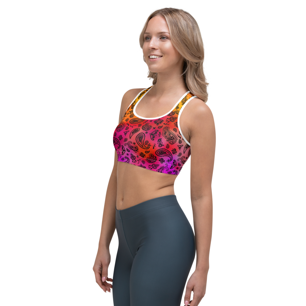 ROYAL ICONIC | OG Candy Bandana Tie Dye Paisley Cloud Dye Sports Bra Sunset Tan Sands