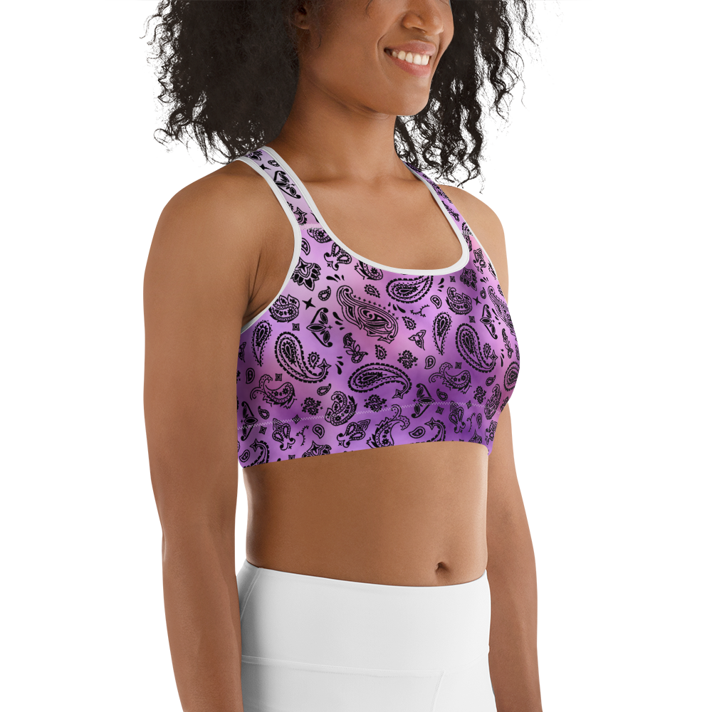 ROYAL ICONIC | OG Candy Bandana Tie Dye Paisley Cloud Dye Sports Bra Purple Haze