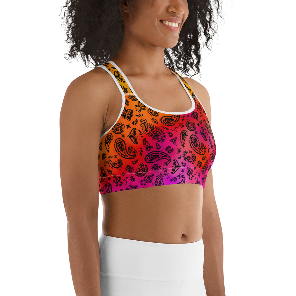 ROYAL ICONIC | OG Candy Bandana Tie Dye Paisley Cloud Dye Sports Bra Sunset Tan Sands