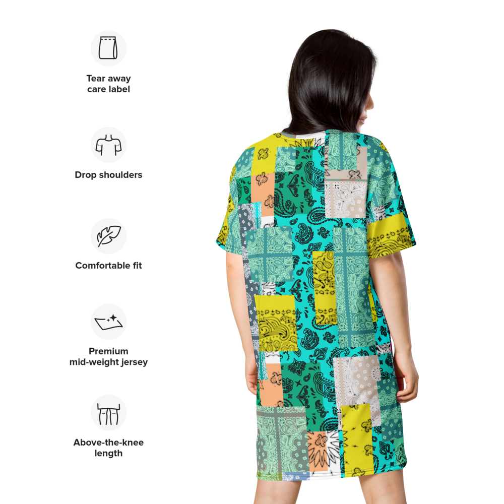 ROYAL ICONIC. | Patchwork Bandana Flag High End Modern Urban MuuMuu Tshirt Dress Custom Design #1