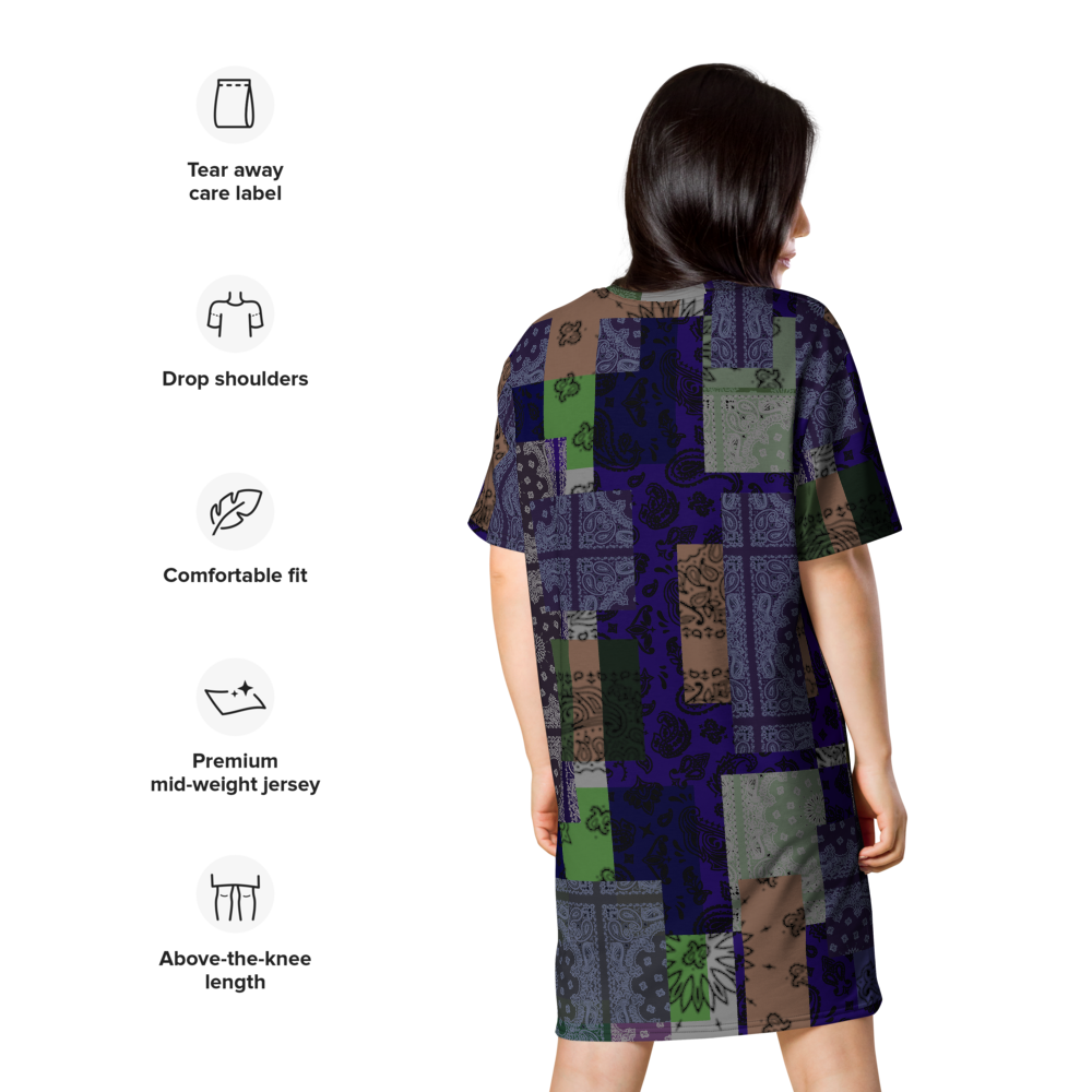 ROYAL ICONIC. | Patchwork Bandana Flag High End Modern Urban MuuMuu Tshirt Dress Custom Design #2