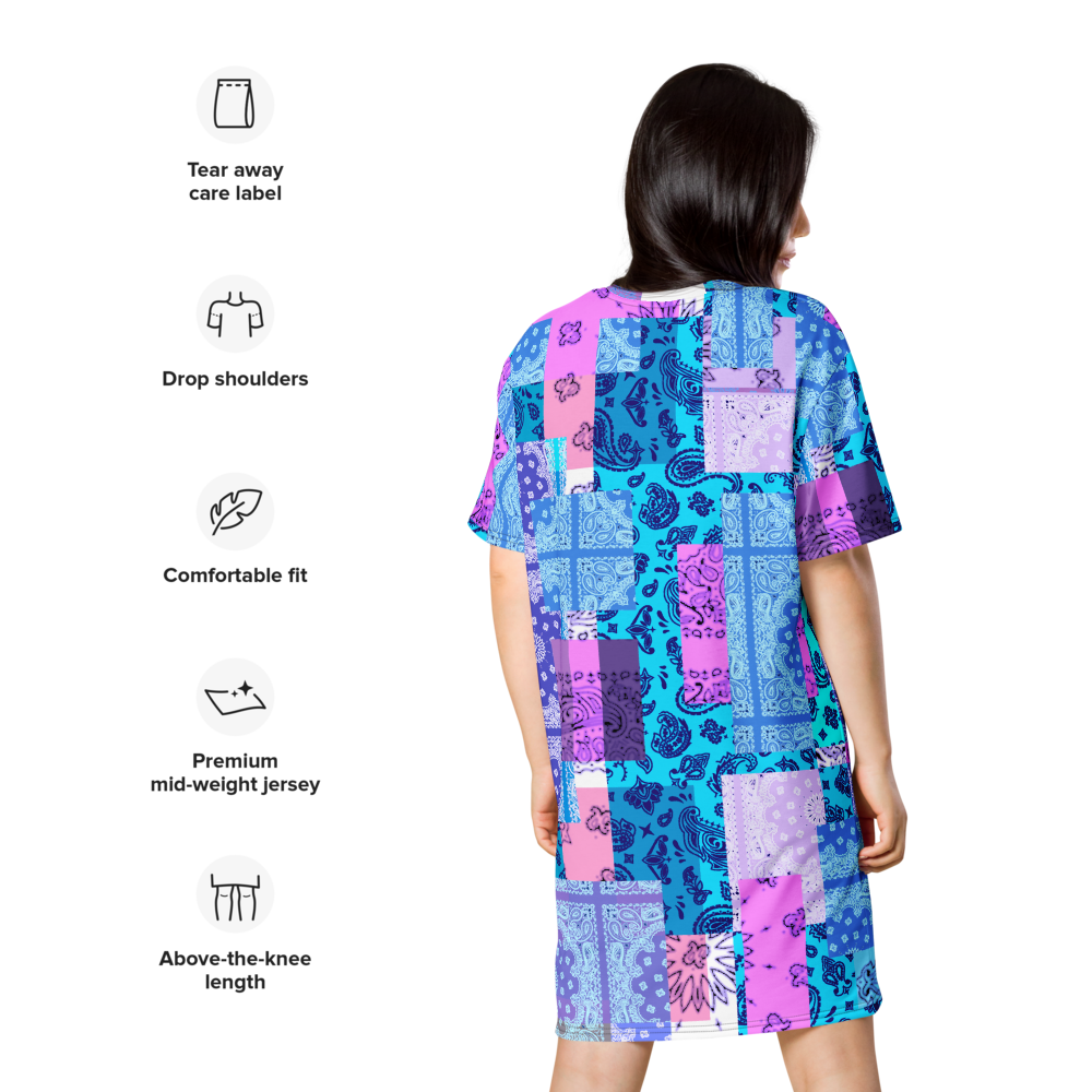 ROYAL ICONIC. | Patchwork Bandana Flag High End Modern Urban MuuMuu Tshirt Dress Custom Design #4