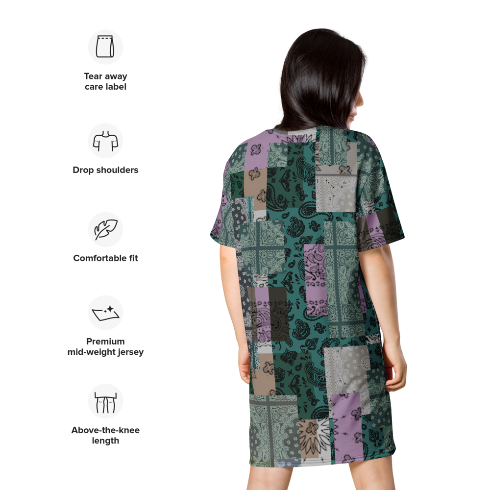 ROYAL ICONIC. | Patchwork Bandana Flag High End Modern Urban MuuMuu Tshirt Dress Custom Design #5