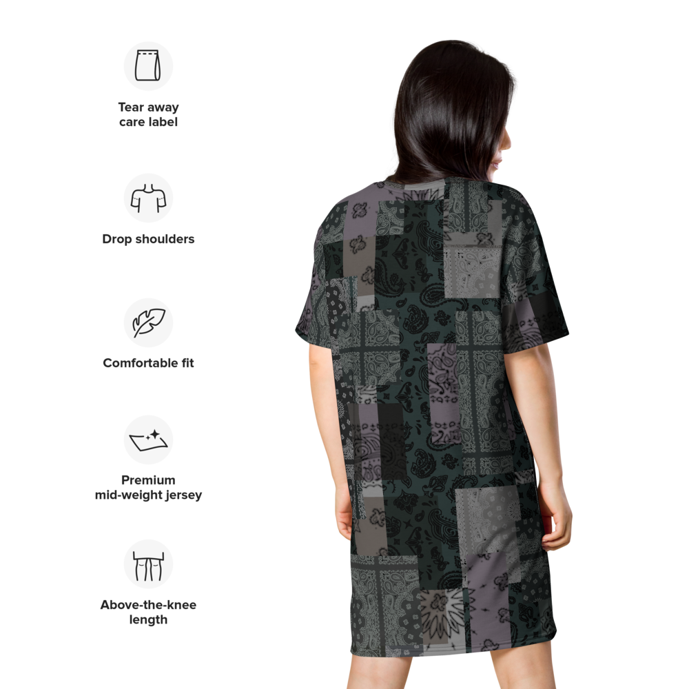 ROYAL ICONIC. | Patchwork Bandana Flag High End Modern Urban MuuMuu Tshirt Dress Custom Design #6