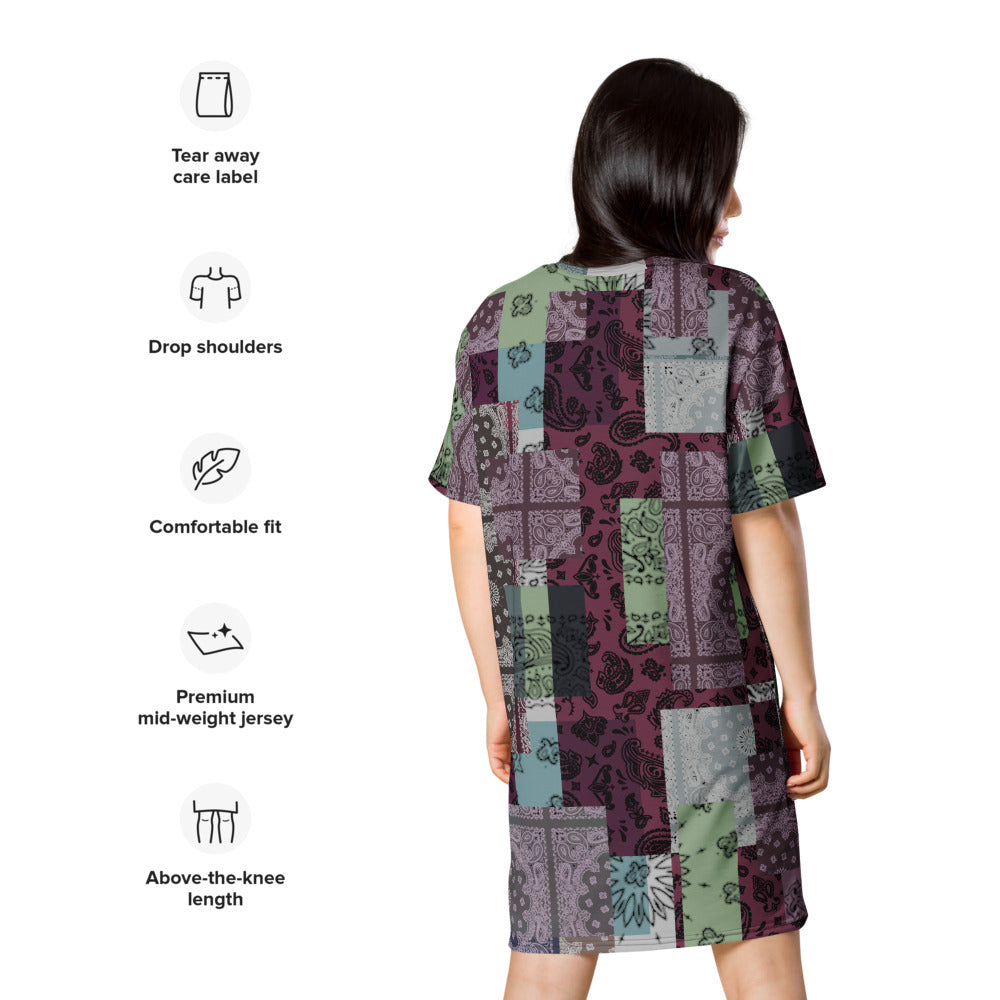 ROYAL ICONIC. | Patchwork Bandana Flag High End Modern Urban MuuMuu Tshirt Dress Custom Design #7