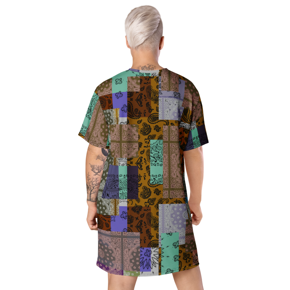 ROYAL ICONIC. | Patchwork Bandana Flag High End Modern Urban MuuMuu Tshirt Dress Custom Design #8
