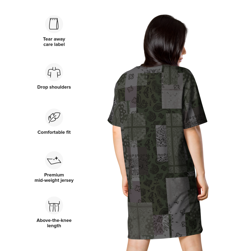 ROYAL ICONIC. | Patchwork Bandana Flag High End Modern Urban MuuMuu Tshirt Dress Custom Design #10