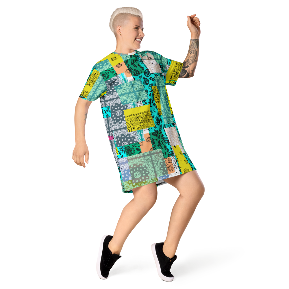 ROYAL ICONIC. | Patchwork Bandana Flag High End Modern Urban MuuMuu Tshirt Dress Custom Design #1
