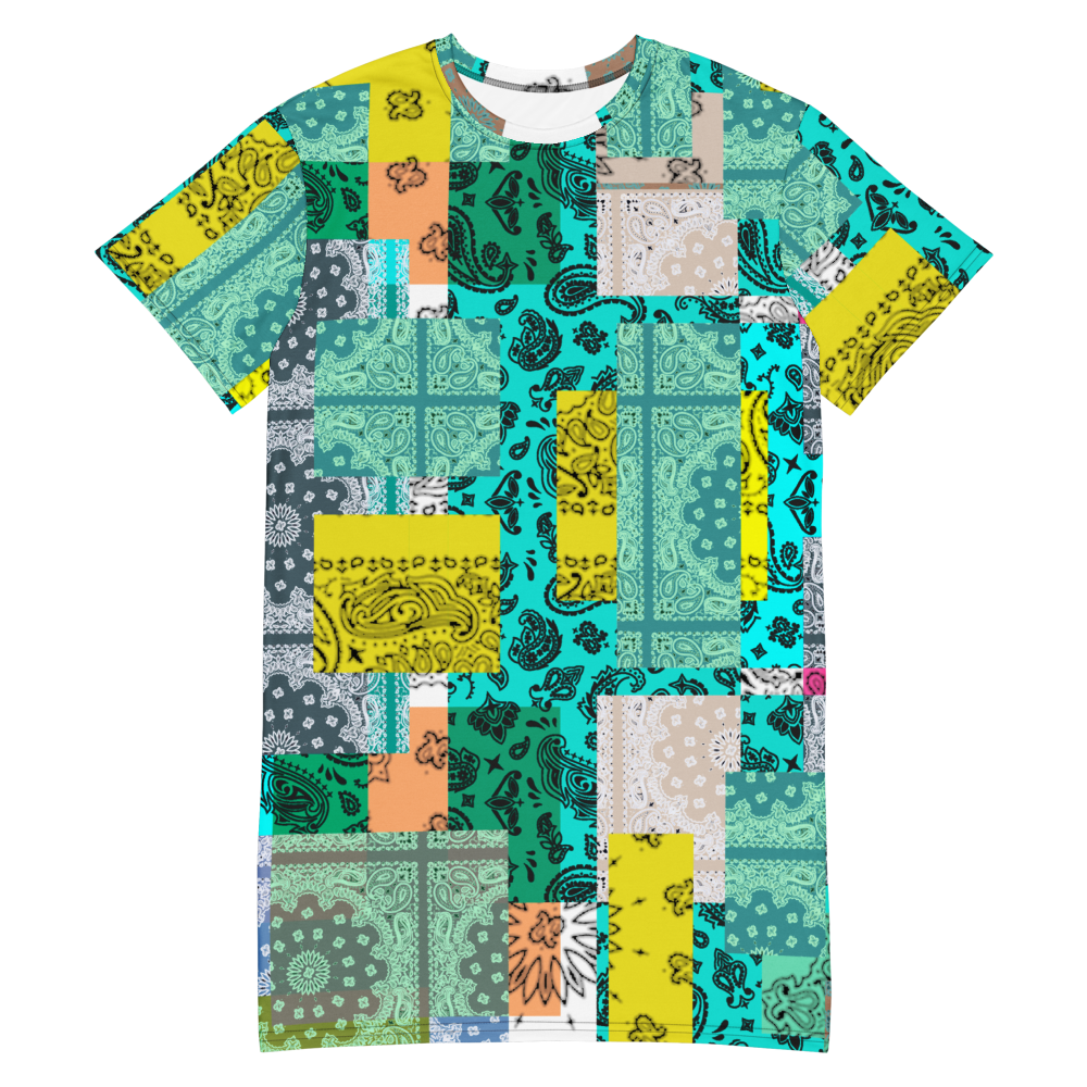 ROYAL ICONIC. | Patchwork Bandana Flag High End Modern Urban MuuMuu Tshirt Dress Custom Design #1