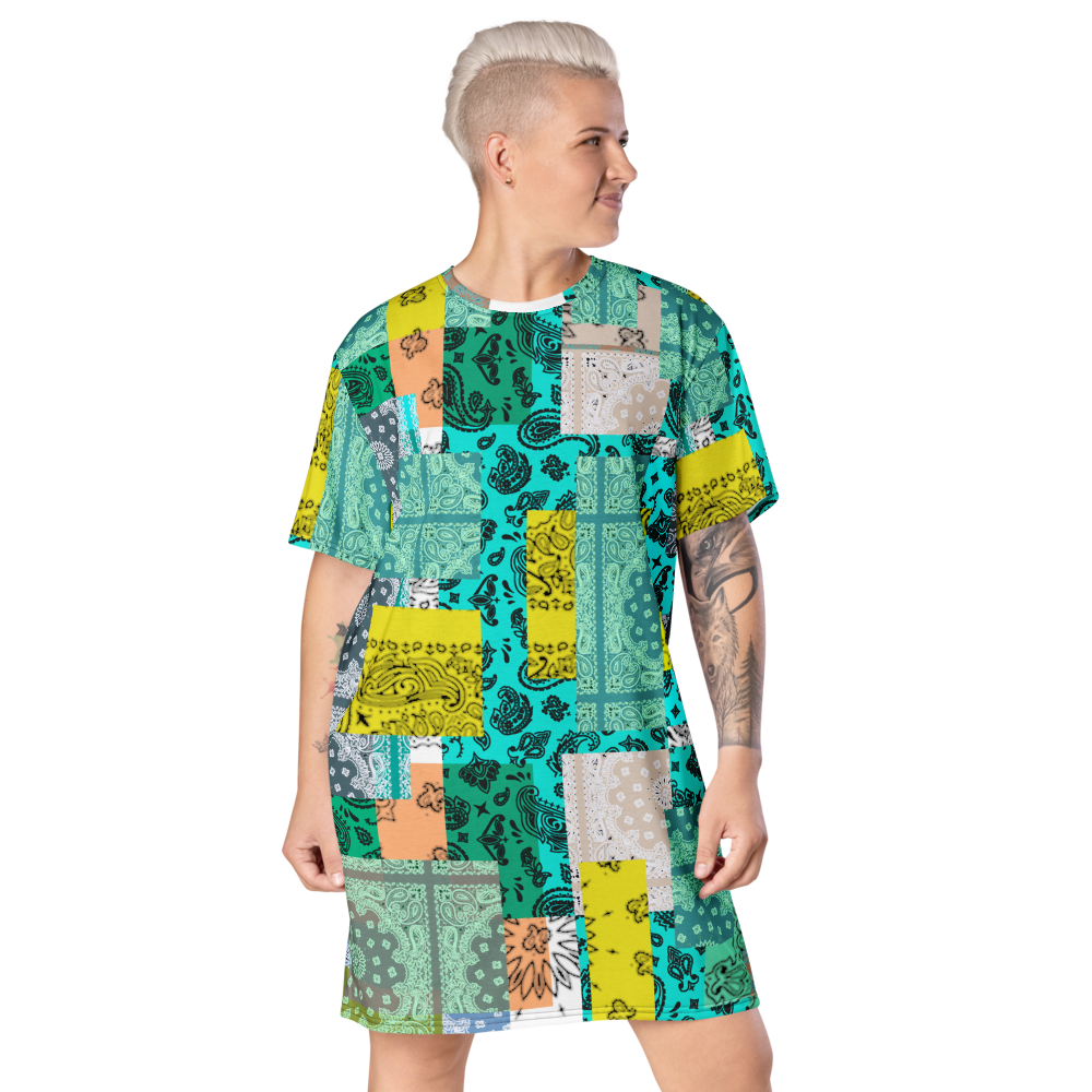 ROYAL ICONIC. | Patchwork Bandana Flag High End Modern Urban MuuMuu Tshirt Dress Custom Design #1