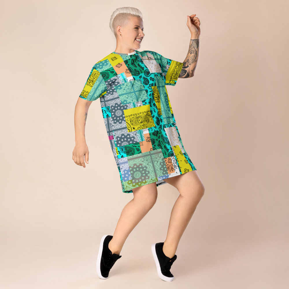 ROYAL ICONIC. | Patchwork Bandana Flag High End Modern Urban MuuMuu Tshirt Dress Custom Design #1
