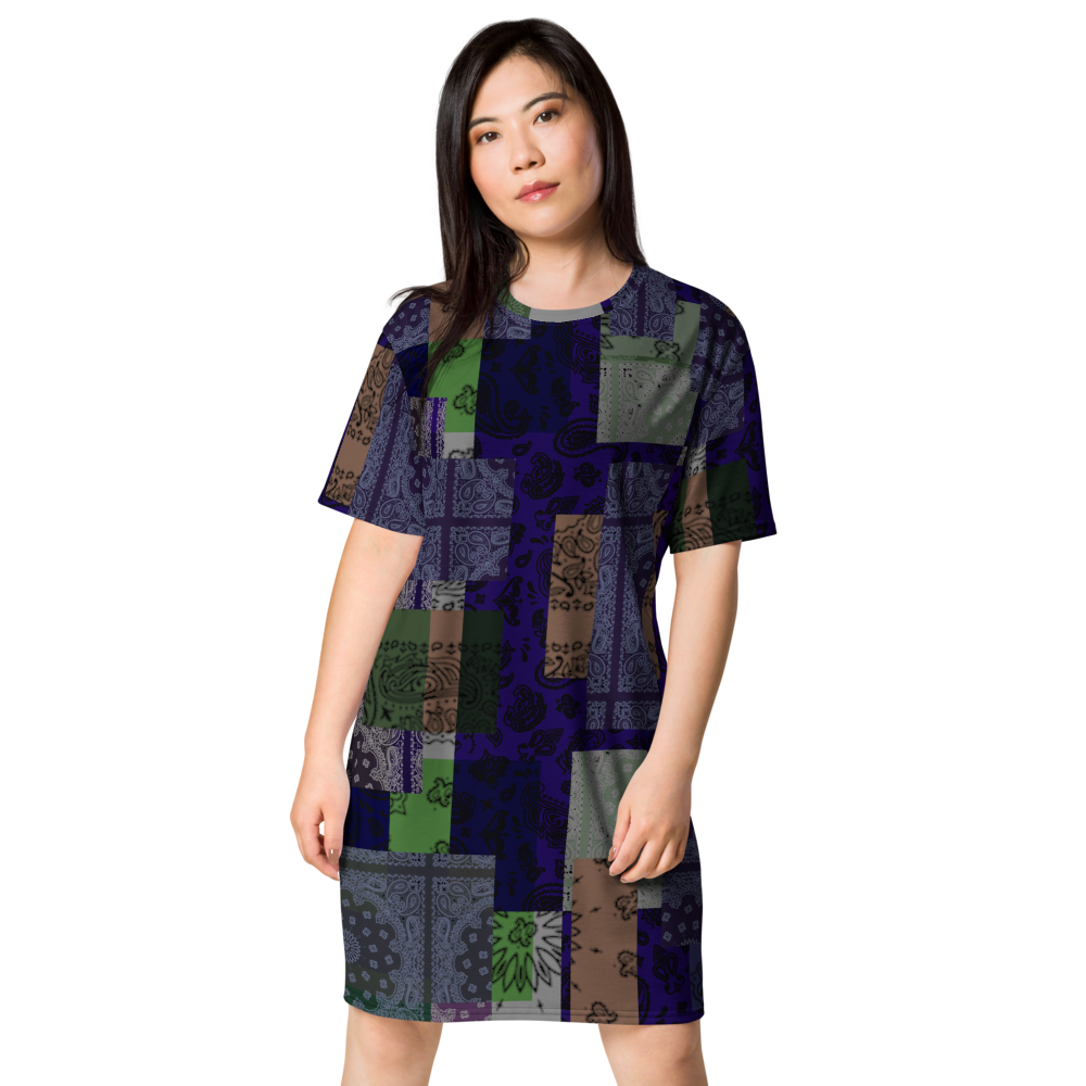 ROYAL ICONIC. | Patchwork Bandana Flag High End Modern Urban MuuMuu Tshirt Dress Custom Design #2